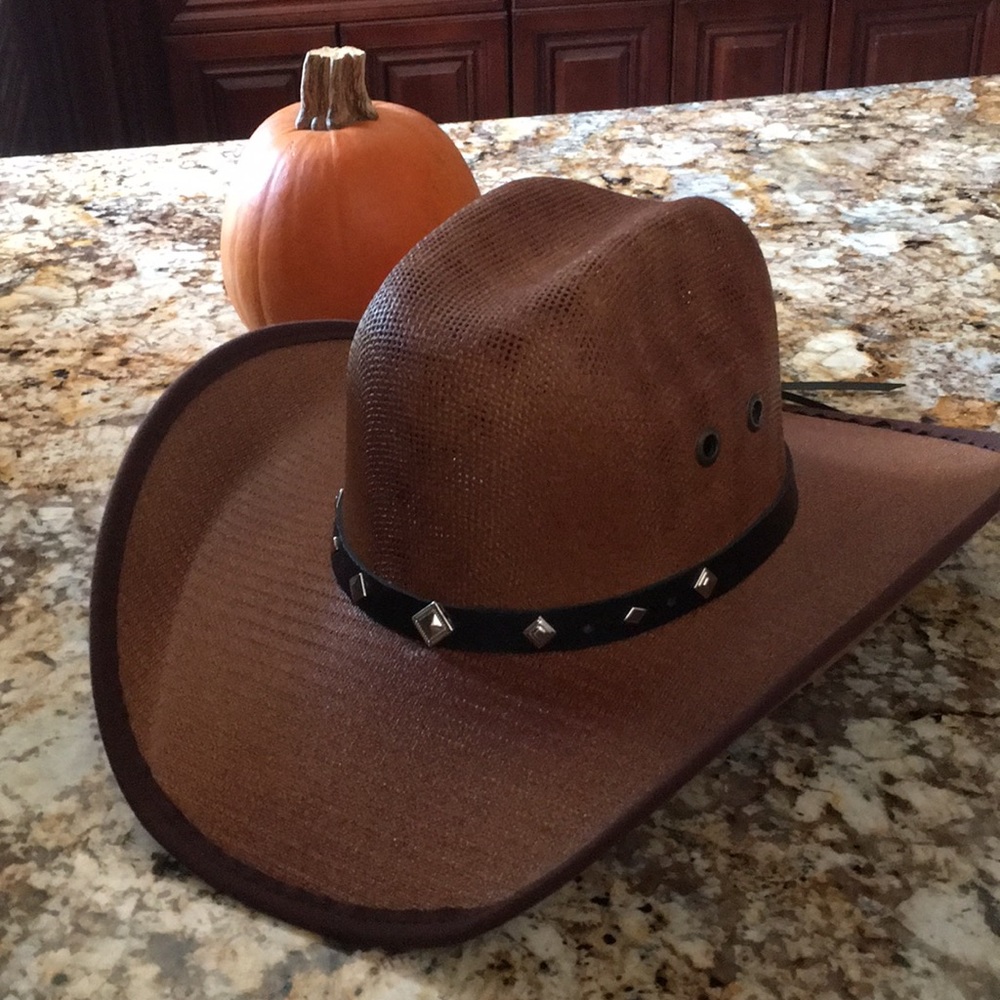Western hat unisex color brown